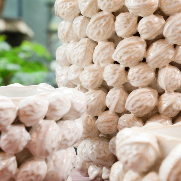 Des Pots walnoot vaas wit NOZ